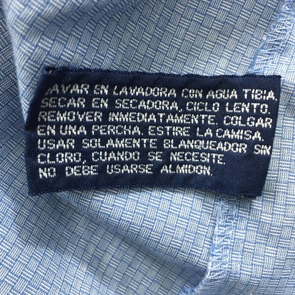 Stafford Mens 15 1/2 32 Blue Check Broadcloth Cotton Blend Long Sleeve Shirt - Picture 8 of 8